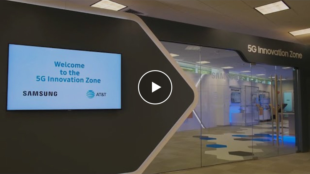 This is a video of 'AT&T and Samsung Explore 5G Manufacturing'.
