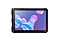 A black Galaxy Tab Active Pro rugged tablet with S Pen positioned in landscape orientation in front of a white background.