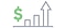 Grafik mit steigendem Output und Dollarzeichen