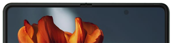 Egy kihajtható határtalan kijelző egy kamerával a kijelző alatt.