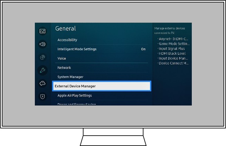 Extern apparaatbeheer geselecteerd.