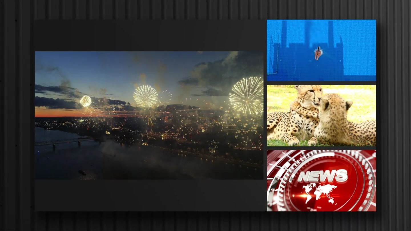 Τα τέσσερα βίντεο είναι διατεταγμένα συμμετρικά ή ασύμμετρα σε μία οθόνη.