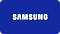 藍色長方形中有白色的 Samsung 文字標誌