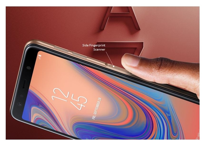 側面指紋掃描器, Galaxy A7 2018, 三星手機 2018, 指紋, 電源鍵變成指紋掃描器