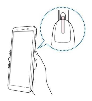 Galaxy A7 2018, 新功能, 側面指紋掃描器, 電源鍵同時成為指紋掃描器, 解鎖螢幕, 指紋掃描器, 如何註冊指紋, 生物特徵與安全性, 螢幕解鎖方法, 註冊指紋, 指紋解鎖, 使用指紋解鎖螢幕