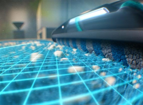 Bespoke Jet™ AI 清潔藍色地毯,並使用 AI 清潔模式來識別地毯,以最佳化清潔效能。