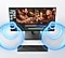 A monitor displaying a video. Sound waves coming out from the monitor.
