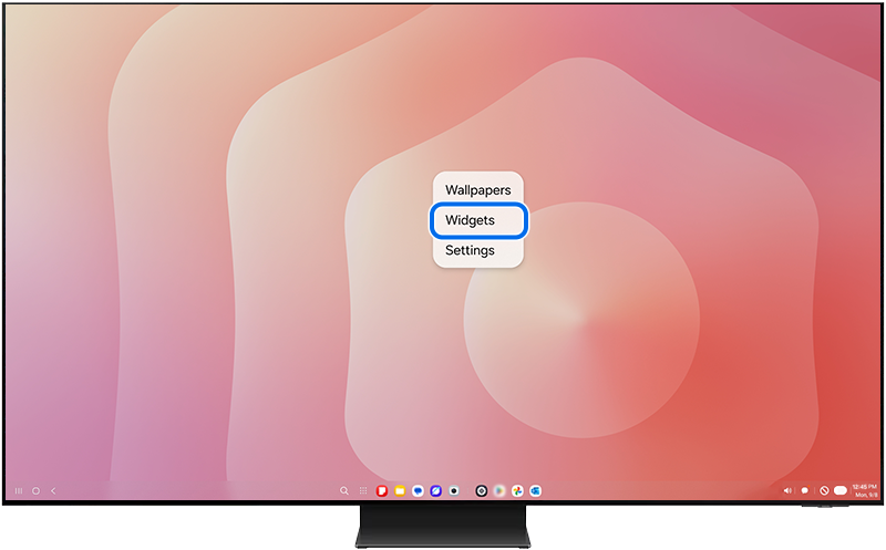 Selecting Widgets on the Samsung DeX home screen