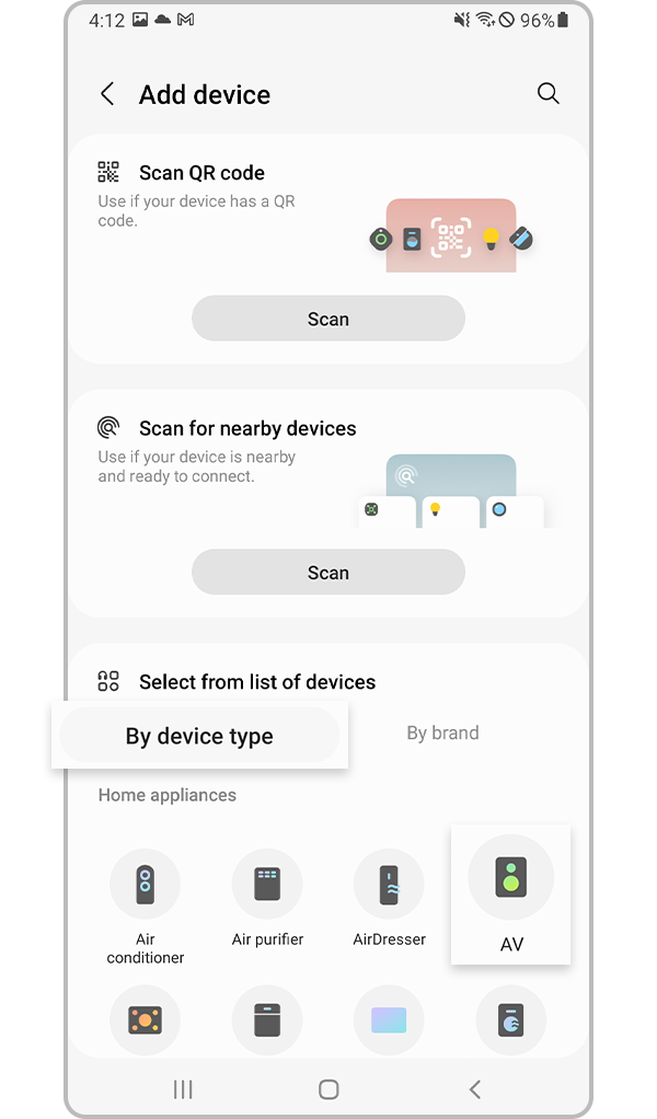 select by device and av icon