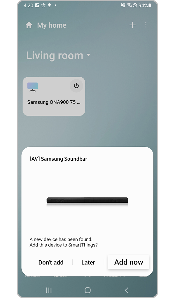 soundbar smartthings pop up