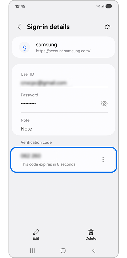 Copying the OTP code