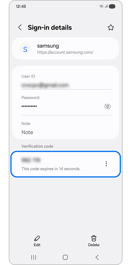 OTP linked to Samsung Pass