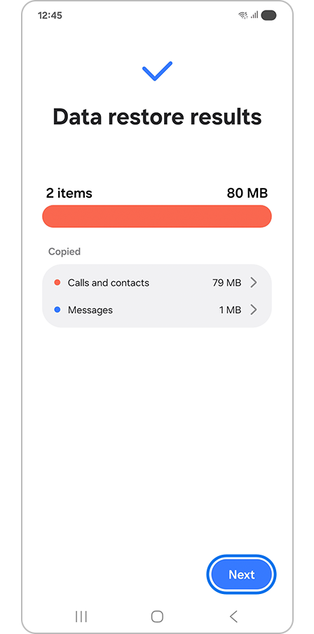 Tapping the Next button