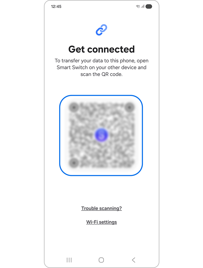 Screen prompting to scan a QR code