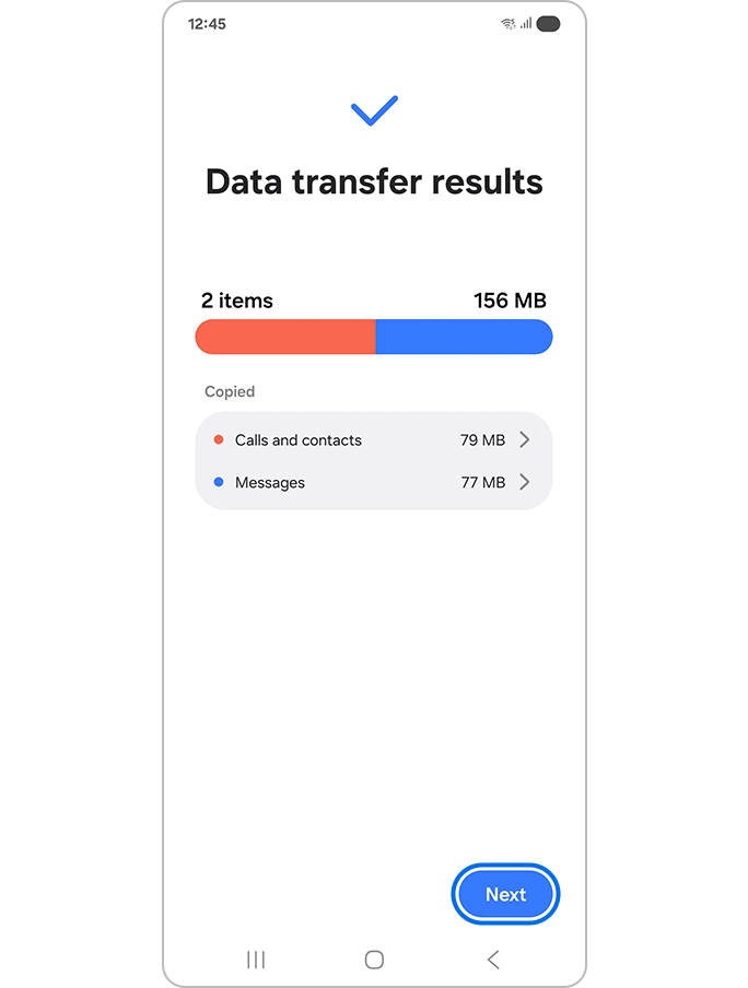 Tapping the Next button
