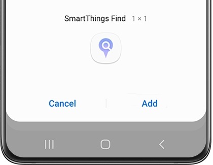 SmartThings Find icon with Cancel and Add options