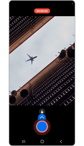 Samsung S22 Advanced Quick Take drag lock icon to shutter button for hands-free quick take recording