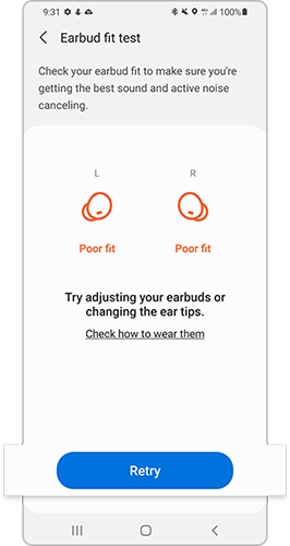 earbuds fit test adjust