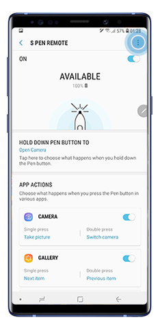 Tap more in the S Pen remote menu