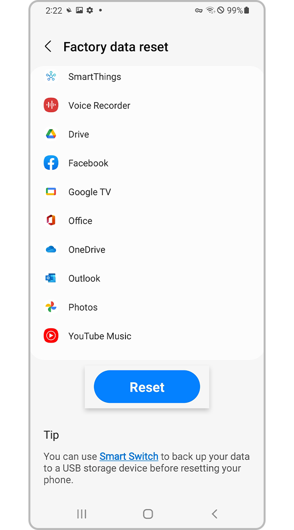 Factory data reset 2