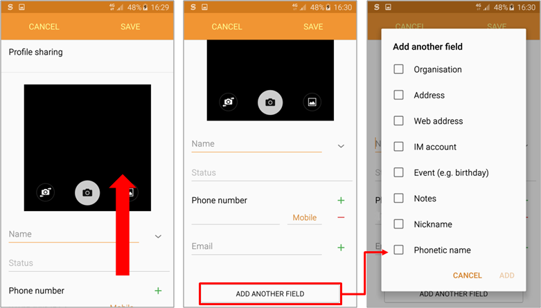 How do I use profile sharing to share my profile with others on Galaxy S6/ S6 edge?
