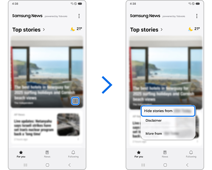 Enabling Hide stories