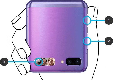 Hand holding the phone ready to take a selfie
