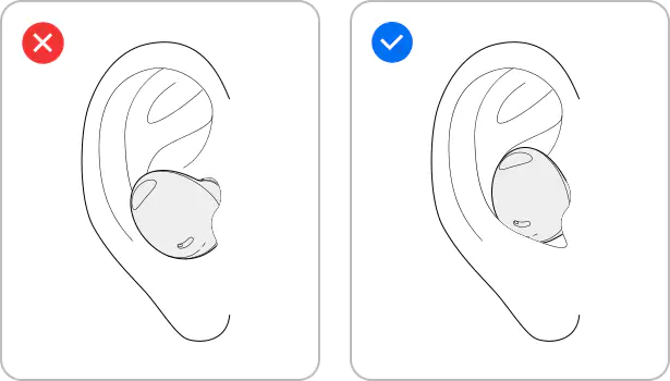 check the direction of each earbud