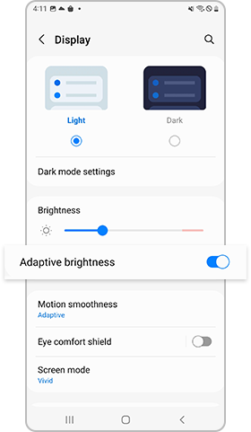 galaxy s22 adaptive brightness setting