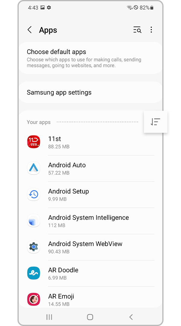 Filter and sort apps icon
