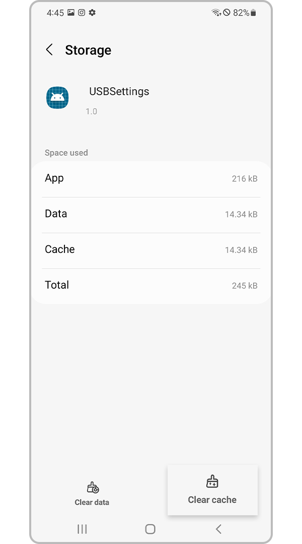 USBSettings Clear cache