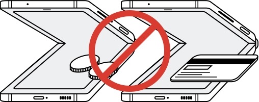 Image of cards or coins placed on the device’s main screen
