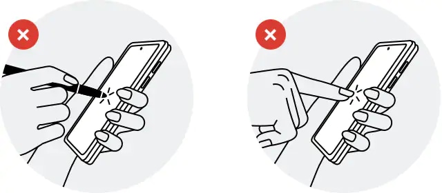 Do not press the screen with sharp objects
