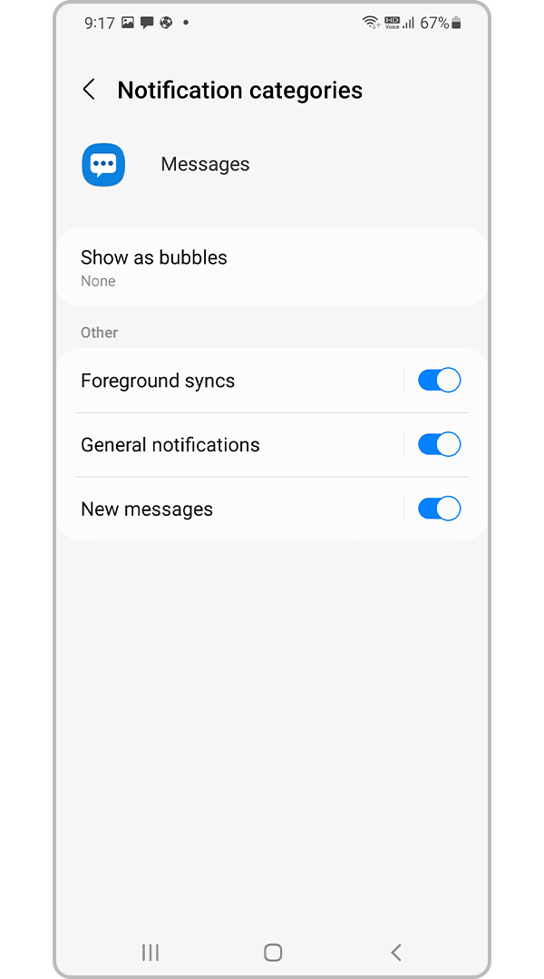 Set desired Notification categories settings