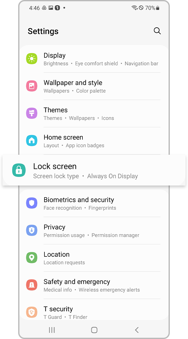 Lock screen settings