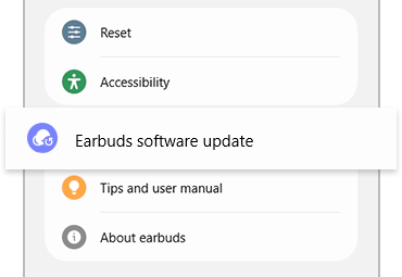 Earbuds software update highlighted in the Galaxy Wearable app