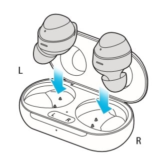 earbuds and charging case