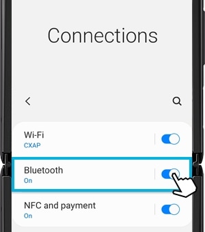 Screenshot showing how to re-activate Bluetooth