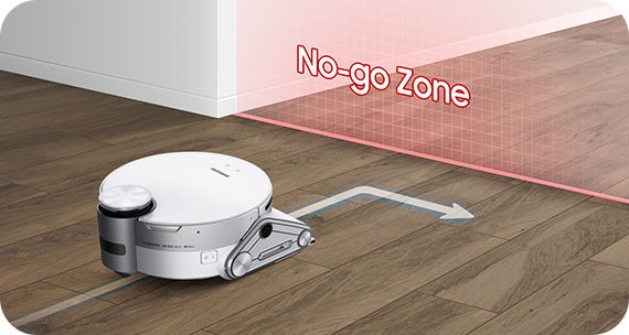 JetBot AI+ robotski usisavač izbjegava prostor u domu koji je korisnik postavio kao Zabranjenu zonu.