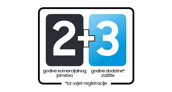 2 godine komercijalnog jamstva + 3 godine dodatne zaštite.
