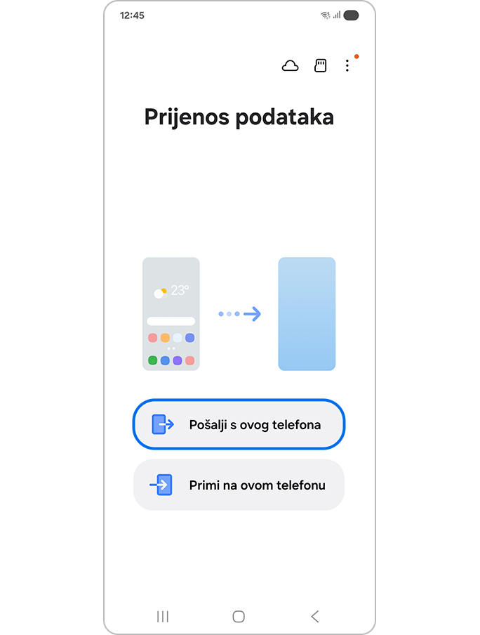 Zaslon s upitom želite li poslati s ovog telefona