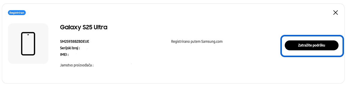 Korak 4:   Odaberite Zatražite podršku.