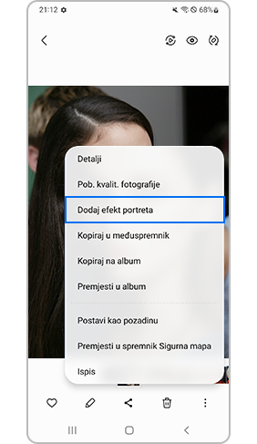 dodavanje efekta portreta