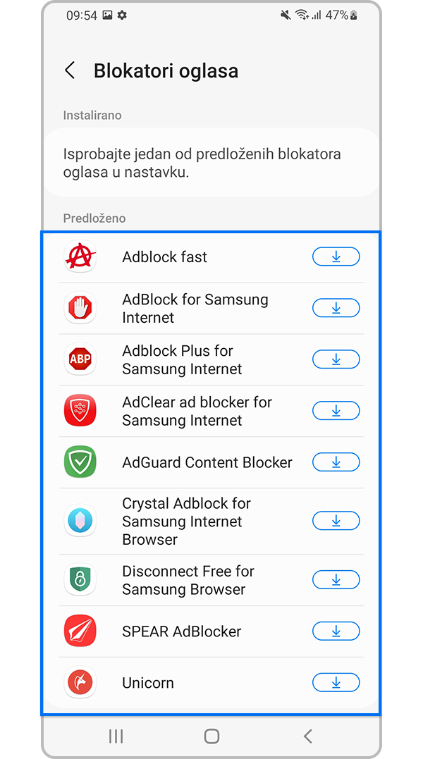 Odaberite neke od predloženih aplikacija