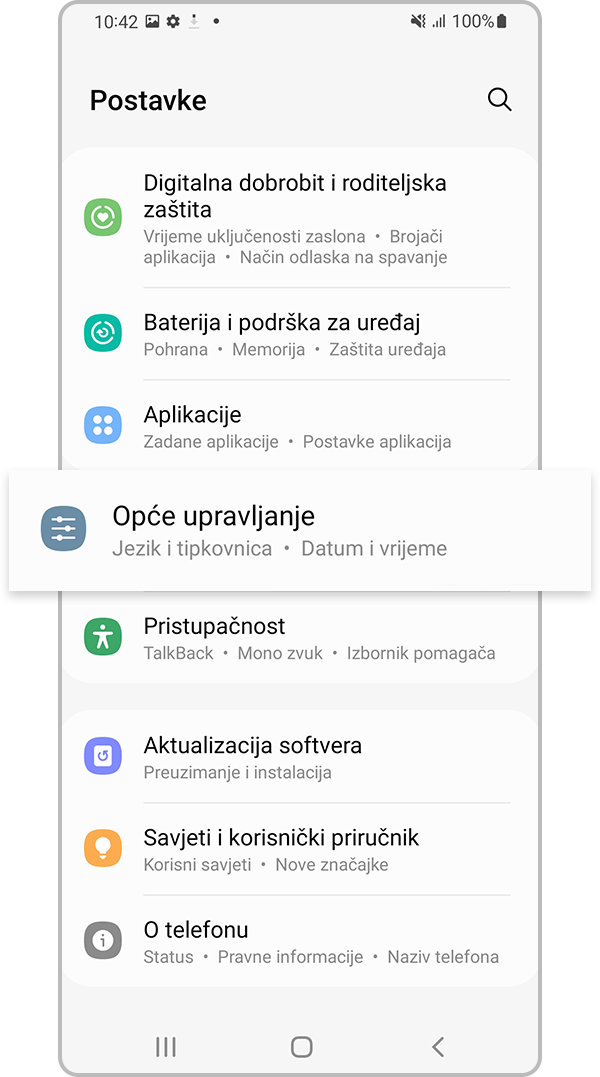 Postavke općeg upravljanja