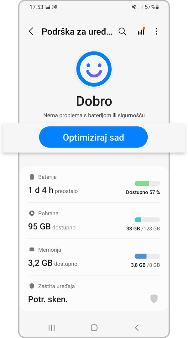 Dodirnite Optimiziraj sad