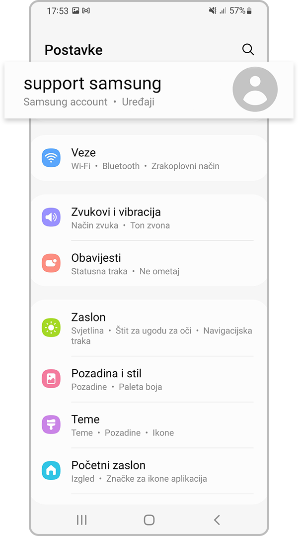Odaberite Samsung account