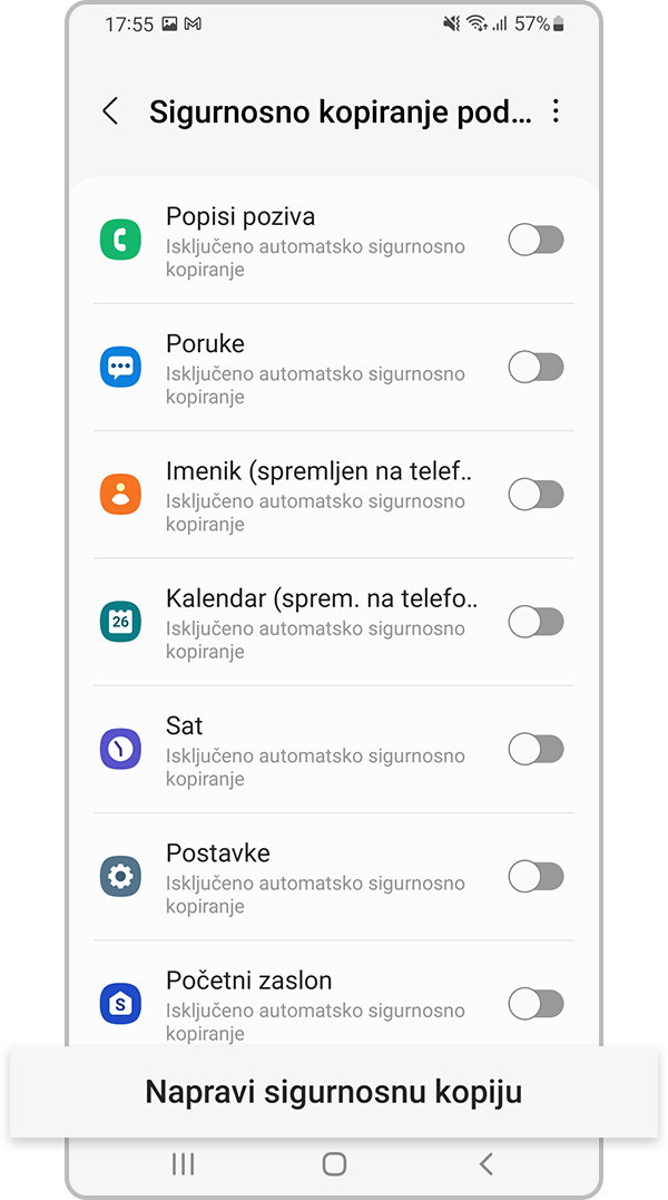 Odaberite Sigurnosno kopiraj sada