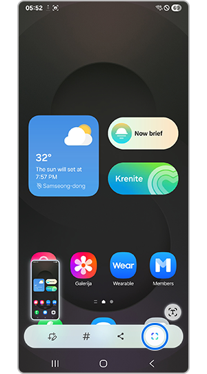 Odabir iz alatne trake za snimke zaslona