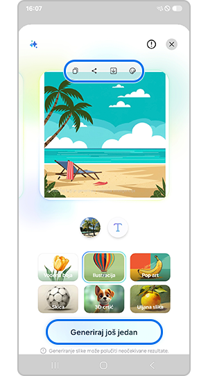 Spremite ili dodirnite koncept za generiranje druge slike